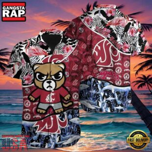 NCAA Custom Name Washington State Cougars Hawaiian Shirt Button Up Hawaiian Shirt