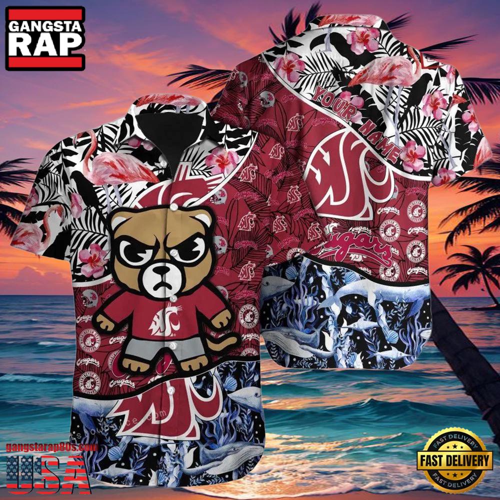 NCAA Custom Name Washington State Cougars Hawaiian Shirt Button Up Hawaiian Shirt NCAA Custom Name Washington State Cougars Hawaiian Shirt Button Up Hawaiian Shirt
