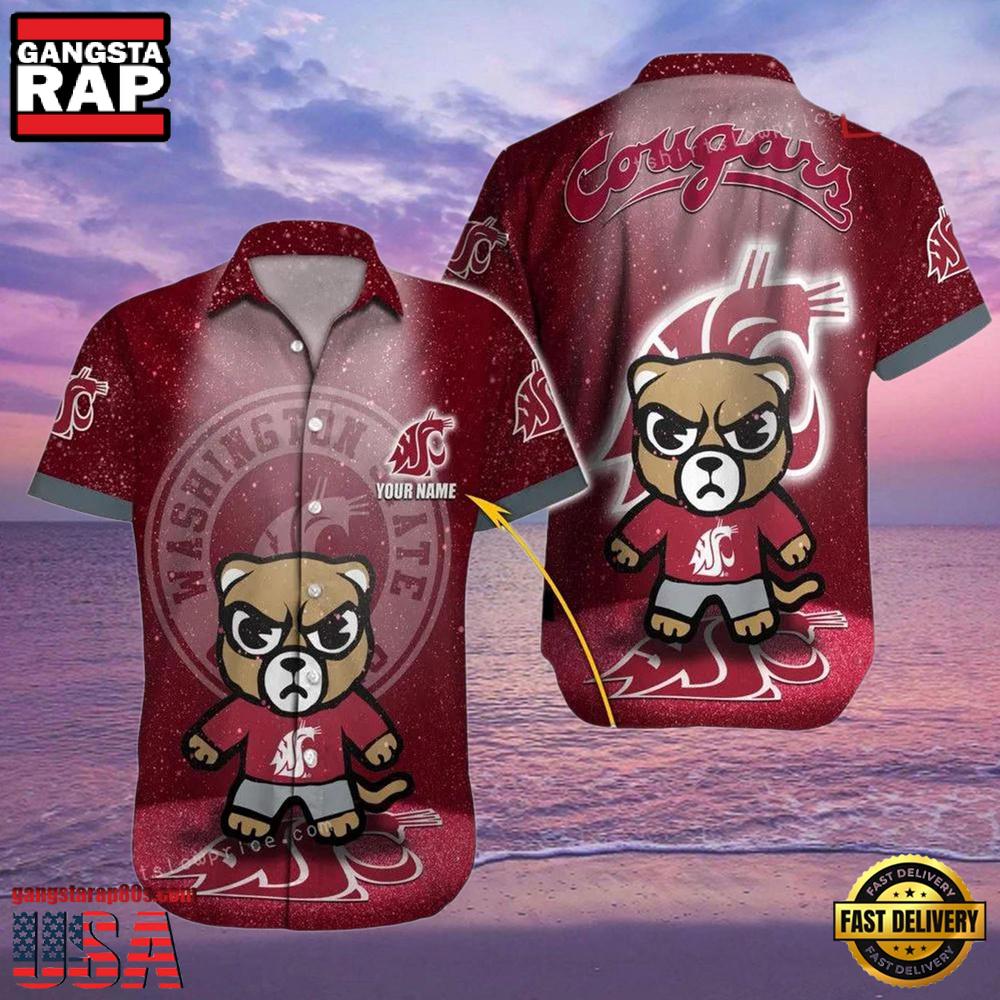 NCAA Custom Name Washington State Cougars Hawaiian Shirt Man NCAA Custom Name Washington State Cougars Hawaiian Shirt Man
