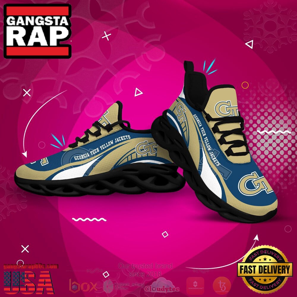 NCAA Georgia Tech Yellow Jackets Football Clunky Unique Design Max Soul Shoes Running Sneakers NCAA Georgia Tech Yellow Jackets Football Clunky Unique Design Max Soul Shoes Running Sneakers