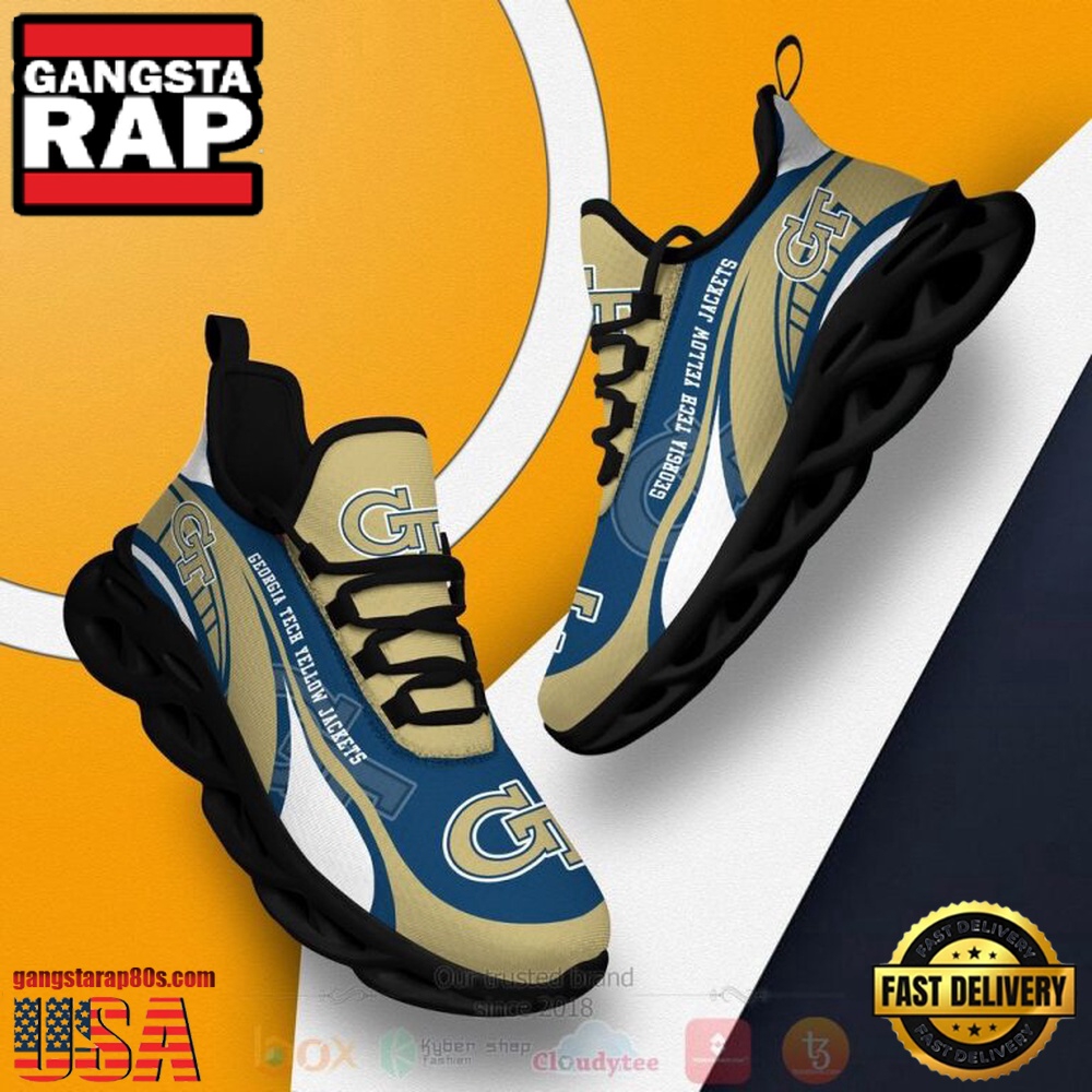 NCAA Georgia Tech Yellow Jackets Football Clunky Unique Design Max Soul Shoes Running Sneakers NCAA Georgia Tech Yellow Jackets Football Clunky Unique Design Max Soul Shoes Running Sneakers