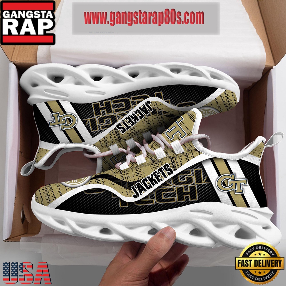 NCAA Georgia Tech Yellow Jackets New Design Max Soul Shoes Running Sneakers NCAA Georgia Tech Yellow Jackets New Design Max Soul Shoes Running Sneakers