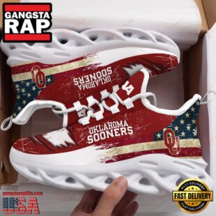 NCAA [Hot Sale] Oklahoma Sooners American Flag Unique Design Max Soul Shoes Running Sneakers