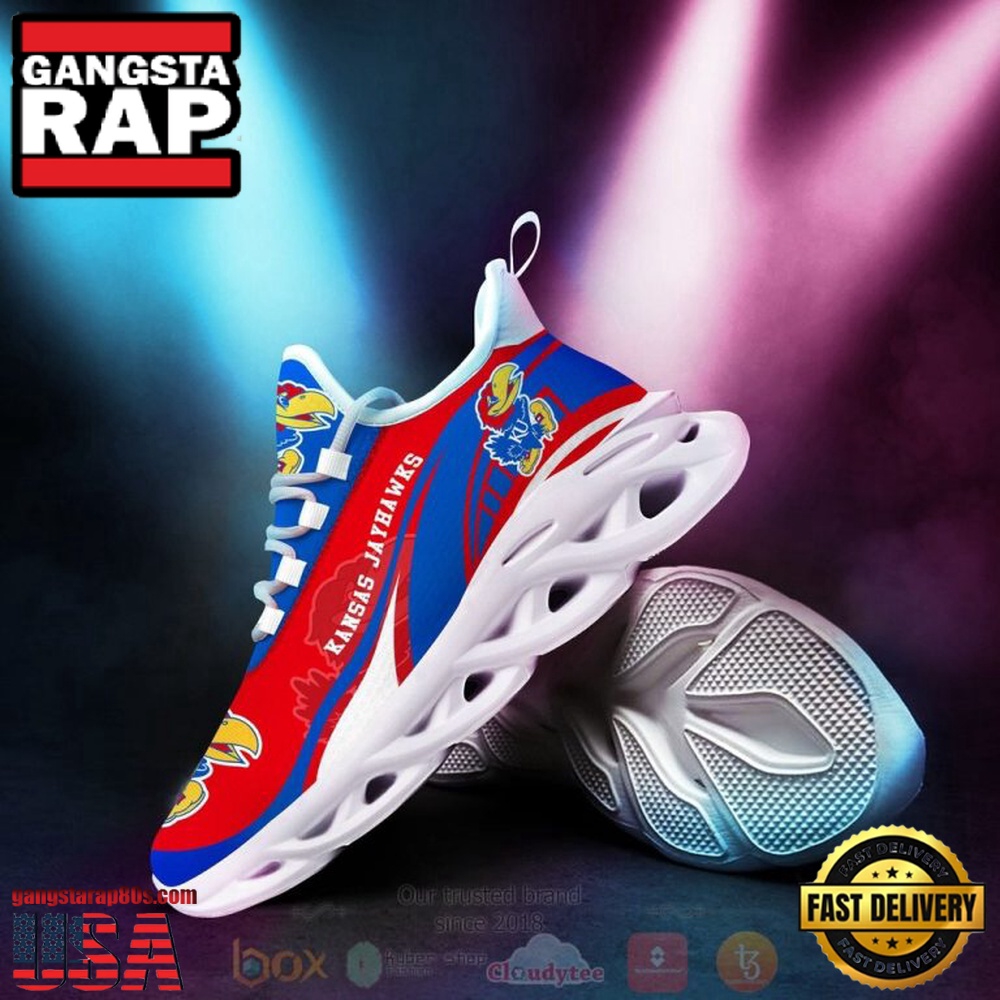 NCAA Kansas Jayhawks Football Clunky Unique Design Max Soul Shoes Running Sneakers NCAA Kansas Jayhawks Football Clunky Unique Design Max Soul Shoes Running Sneakers
