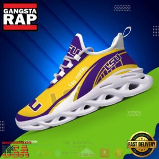 NCAA Lsu Tigers And Lady Tigers Football Clunky Unique Design Max Soul Shoes Running Sneakers