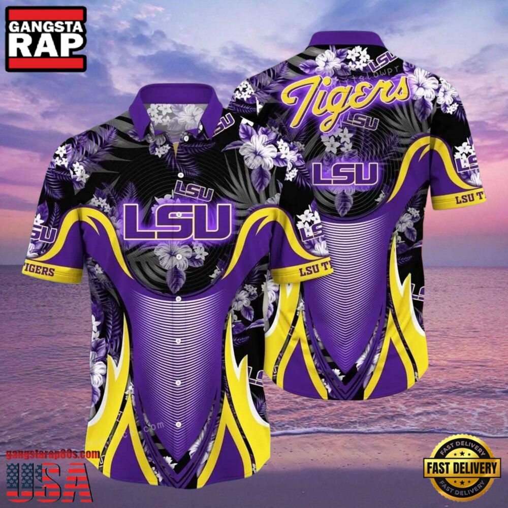 NCAA Lsu Tigers Flower Hawaiian Shirt 3D Shirt, Lsu Tigers Football Fathers Day Gifts NCAA Lsu Tigers Flower Hawaiian Shirt 3D Shirt, Lsu Tigers Football Fathers Day Gifts