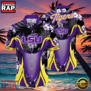 NCAA Lsu Tigers Flower Hawaiian Shirt 3D Shirt, Lsu Tigers Football Fathers Day Gifts