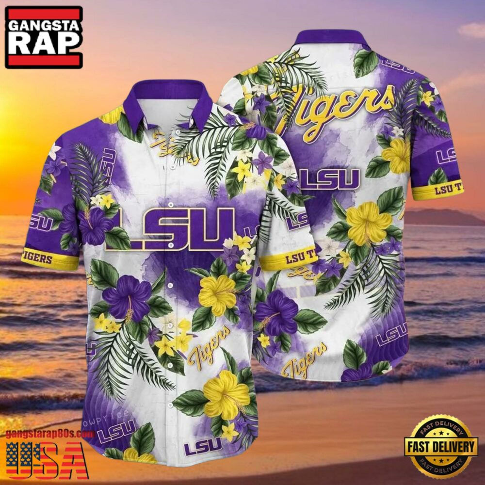 NCAA Lsu Tigers Flower Hawaiian Shirt Outfit 3D Shirt, Lsu Tigers Football Christmas Gifts NCAA Lsu Tigers Flower Hawaiian Shirt Outfit 3D Shirt, Lsu Tigers Football Christmas Gifts