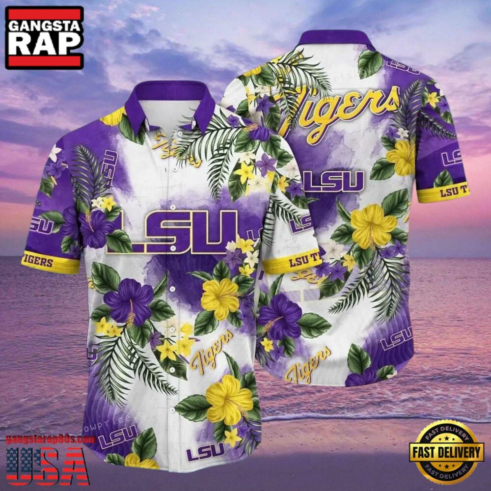 NCAA Lsu Tigers Flower Hawaiian Shirt Outfit 3D Shirt, Lsu Tigers Football Christmas Gifts NCAA Lsu Tigers Flower Hawaiian Shirt Outfit 3D Shirt, Lsu Tigers Football Christmas Gifts