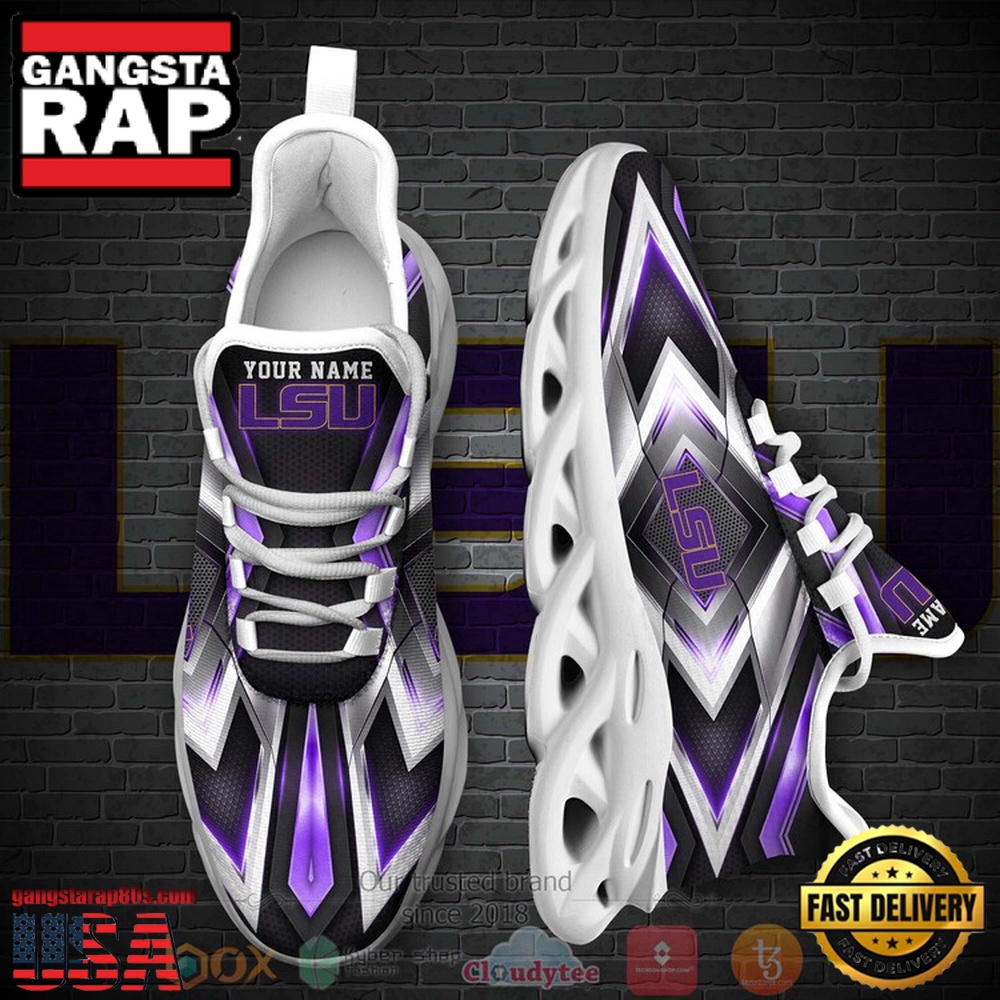 NCAA Lsu Tigers Football Team Custom Name Clunky Unique Design Max Soul Shoes Running Sneakers NCAA Lsu Tigers Football Team Custom Name Clunky Unique Design Max Soul Shoes Running Sneakers