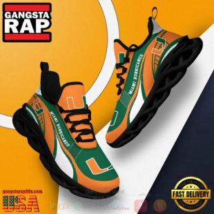 NCAA Miami Hurricanes Football Clunky Unique Design Max Soul Shoes Running Sneakers