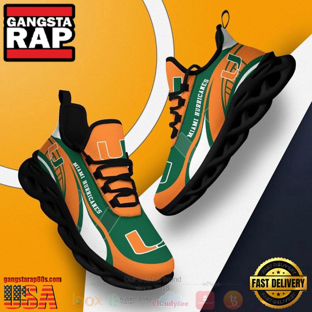 NCAA Miami Hurricanes Football Clunky Unique Design Max Soul Shoes Running Sneakers NCAA Miami Hurricanes Football Clunky Unique Design Max Soul Shoes Running Sneakers