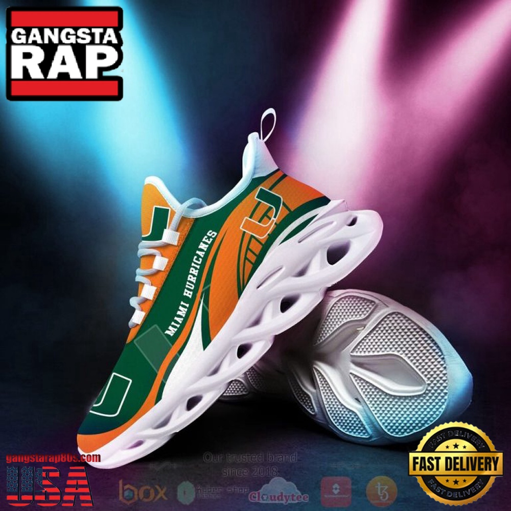 NCAA Miami Hurricanes Football Clunky Unique Design Max Soul Shoes Running Sneakers NCAA Miami Hurricanes Football Clunky Unique Design Max Soul Shoes Running Sneakers
