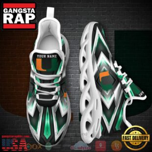 NCAA Miami Hurricanes Football Team Custom Name Clunky Unique Design Max Soul Shoes Running Sneakers