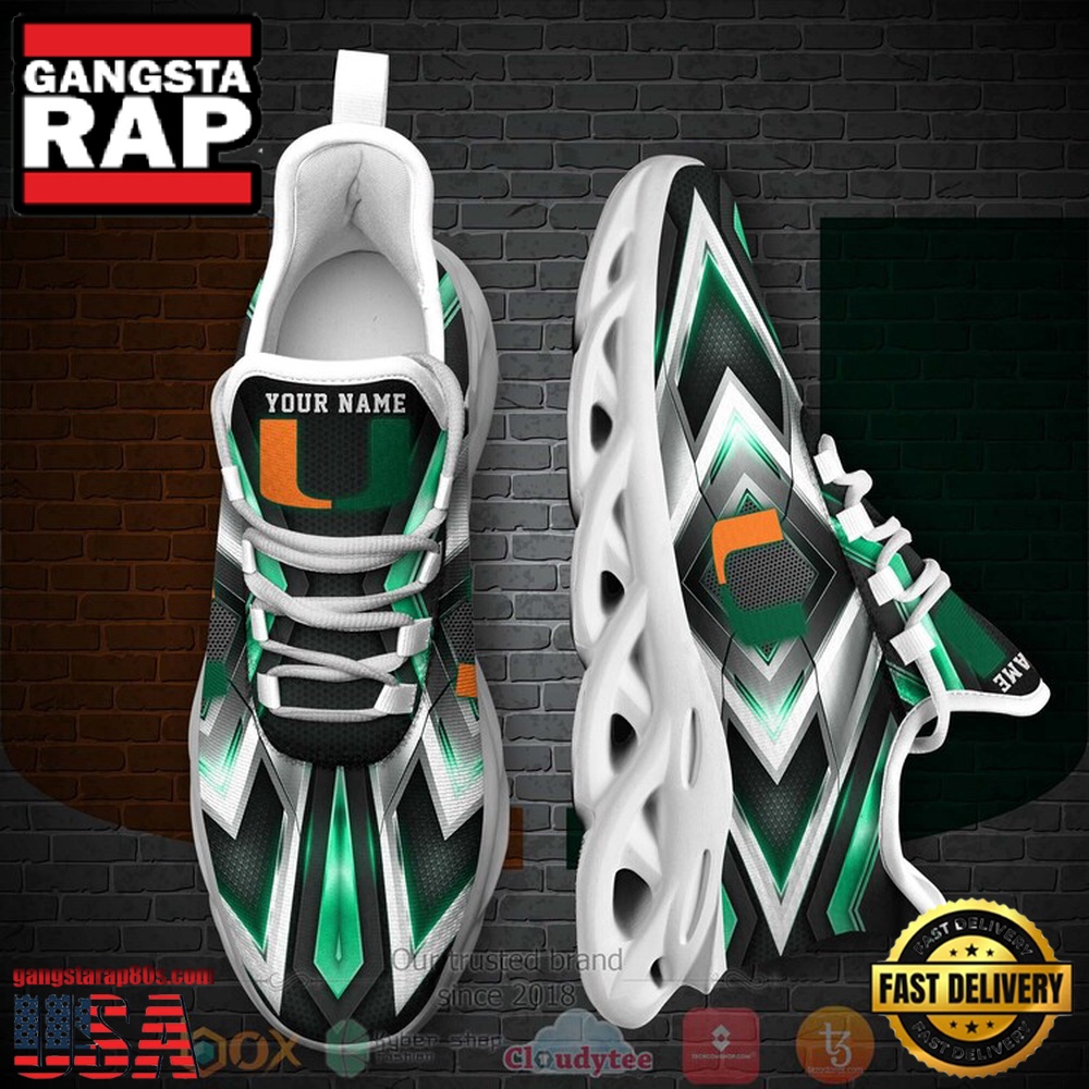 NCAA Miami Hurricanes Football Team Custom Name Clunky Unique Design Max Soul Shoes Running Sneakers NCAA Miami Hurricanes Football Team Custom Name Clunky Unique Design Max Soul Shoes Running Sneakers