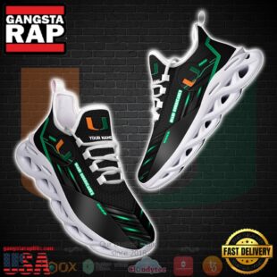 NCAA Ncaa Miami Hurricanes Custom Name Clunky Unique Design Max Soul Shoes Running Sneakers