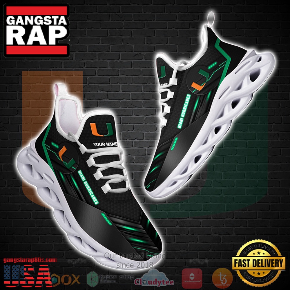 NCAA Ncaa Miami Hurricanes Custom Name Clunky Unique Design Max Soul Shoes Running Sneakers NCAA Ncaa Miami Hurricanes Custom Name Clunky Unique Design Max Soul Shoes Running Sneakers