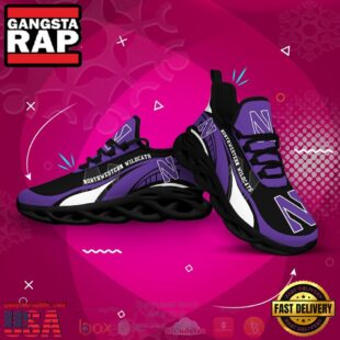 NCAA Northwestern Wildcats Football Clunky Unique Design Max Soul Shoes Running Sneakers