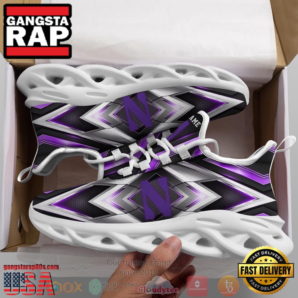 NCAA Northwestern Wildcats Football Team Custom Name Clunky Unique Design Max Soul Shoes Running Sneakers NCAA Northwestern Wildcats Football Team Custom Name Clunky Unique Design Max Soul Shoes Running Sneakers