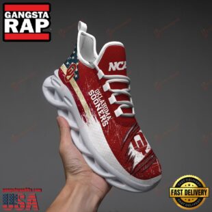 NCAA Oklahoma Sooners American Flag Unique Design Max Soul Shoes Running Sneakers