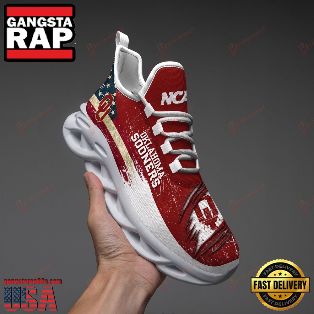 NCAA Oklahoma Sooners American Flag Unique Design Max Soul Shoes Running Sneakers NCAA Oklahoma Sooners American Flag Unique Design Max Soul Shoes Running Sneakers