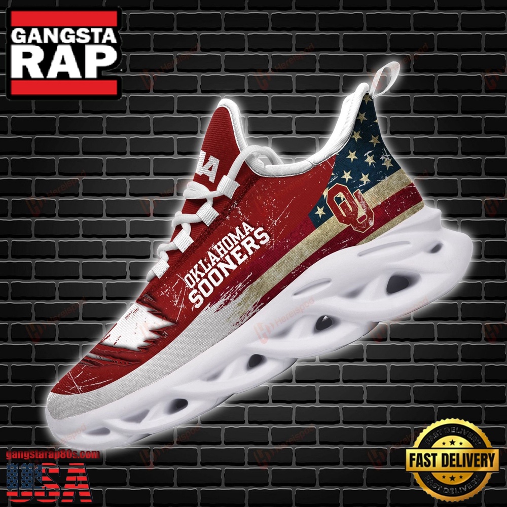 NCAA Oklahoma Sooners American Flag Unique Design Max Soul Shoes Running Sneakers NCAA Oklahoma Sooners American Flag Unique Design Max Soul Shoes Running Sneakers