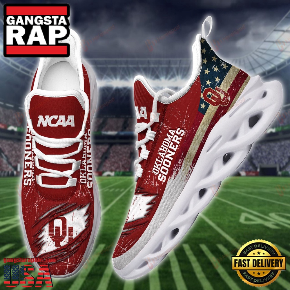 NCAA Oklahoma Sooners American Flag Unique Design Max Soul Shoes Running Sneakers NCAA Oklahoma Sooners American Flag Unique Design Max Soul Shoes Running Sneakers