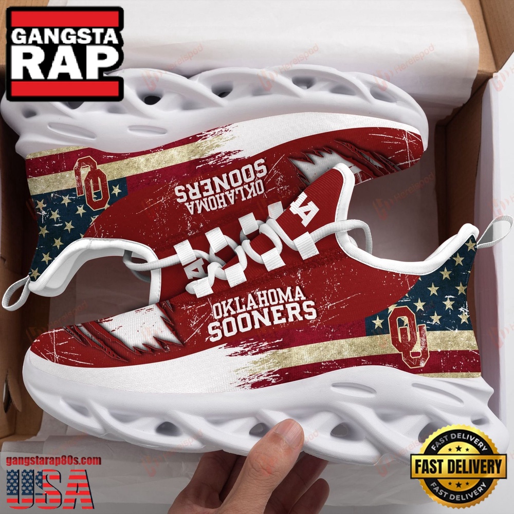 NCAA Oklahoma Sooners American Flag Unique Design Max Soul Shoes Running Sneakers NCAA Oklahoma Sooners American Flag Unique Design Max Soul Shoes Running Sneakers