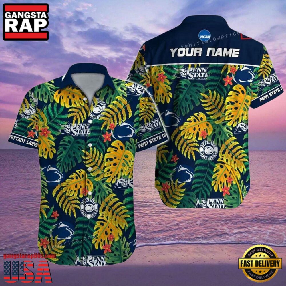 NCAA Penn State Nittany Lions Hawaiian Shirt Print Custom Name Aloha Hawaiian Shirt NCAA Penn State Nittany Lions Hawaiian Shirt Print Custom Name Aloha Hawaiian Shirt