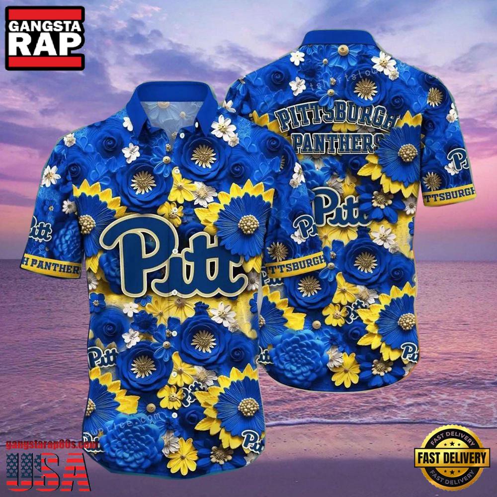 NCAA Pittsburgh Panthers Flower Hawaiian Shirt 3D Shirt NCAA Pittsburgh Panthers Flower Hawaiian Shirt 3D Shirt