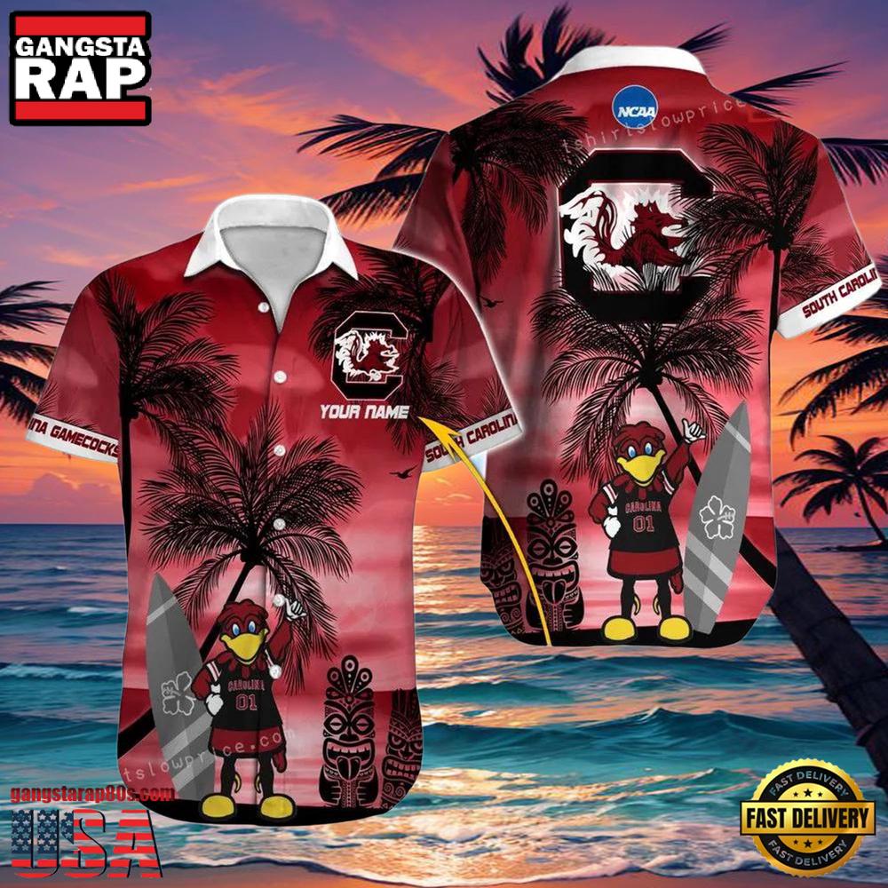 NCAA South Carolina Gamecocks Hawaiian Shirt Custom Name Hawaiian Shirt NCAA South Carolina Gamecocks Hawaiian Shirt Custom Name Hawaiian Shirt