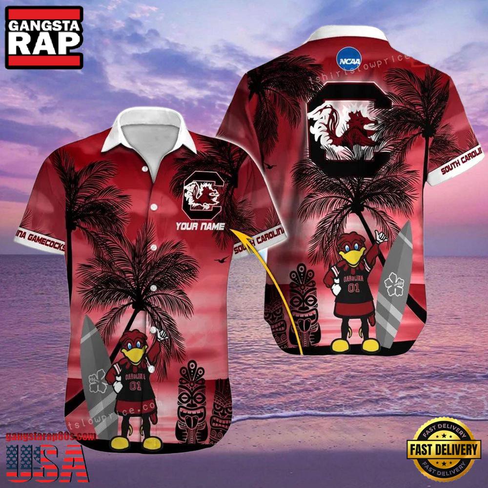 NCAA South Carolina Gamecocks Hawaiian Shirt Custom Name Hawaiian Shirt NCAA South Carolina Gamecocks Hawaiian Shirt Custom Name Hawaiian Shirt