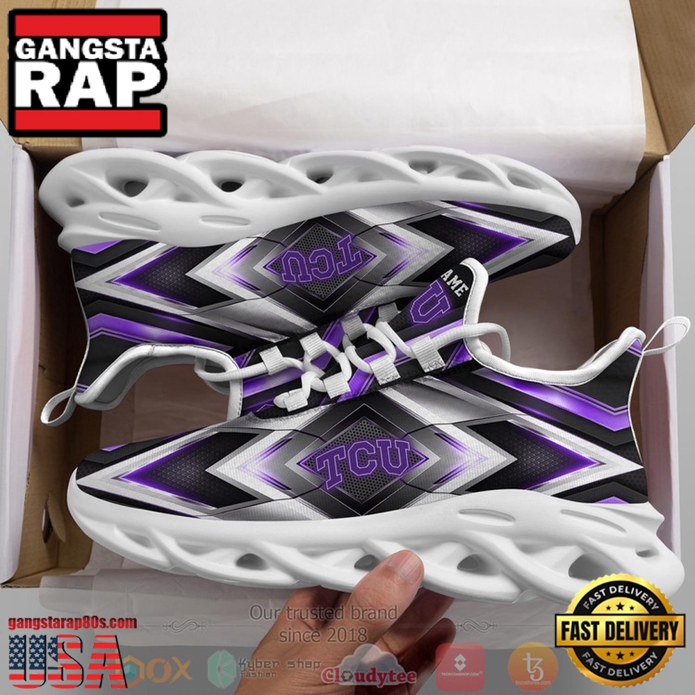 NCAA Tcu Horned Frogs Football Team Custom Name Clunky Unique Design Max Soul Shoes Running Sneakers NCAA Tcu Horned Frogs Football Team Custom Name Clunky Unique Design Max Soul Shoes Running Sneakers