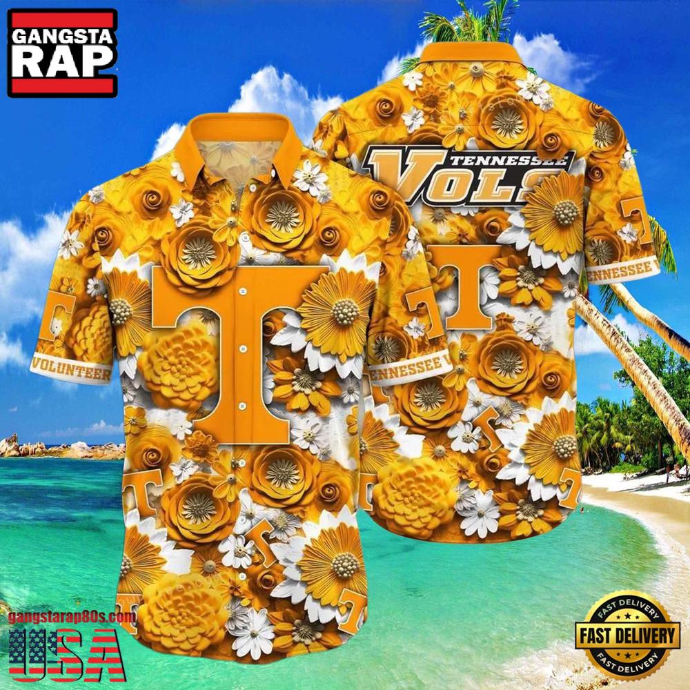 NCAA Tennessee Volunteers Flower Hawaiian Shirt 3D Shirt NCAA Tennessee Volunteers Flower Hawaiian Shirt 3D Shirt