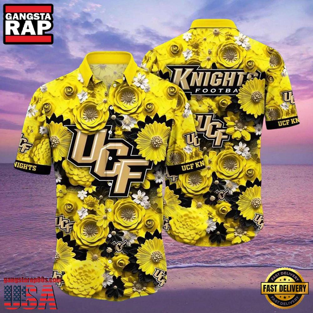 NCAA Ucf Knights Flower Button Up Hawaiian Shirt 3D Shirt NCAA Ucf Knights Flower Button Up Hawaiian Shirt 3D Shirt