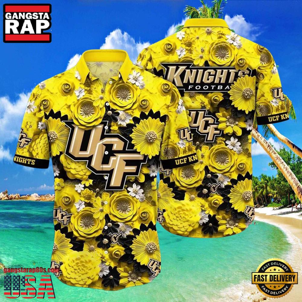 NCAA Ucf Knights Flower Button Up Hawaiian Shirt 3D Shirt NCAA Ucf Knights Flower Button Up Hawaiian Shirt 3D Shirt