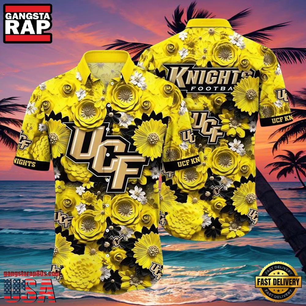 NCAA Ucf Knights Flower Button Up Hawaiian Shirt 3D Shirt NCAA Ucf Knights Flower Button Up Hawaiian Shirt 3D Shirt