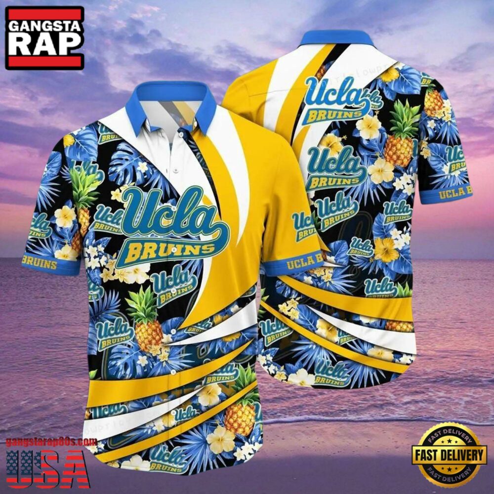 NCAA Ucla Bruins Flower Hawaiian Shirt Outfit 3D Shirt, Ucla Bruins Holiday Gifts NCAA Ucla Bruins Flower Hawaiian Shirt Outfit 3D Shirt, Ucla Bruins Holiday Gifts