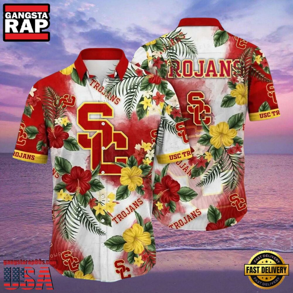 NCAA Usc Trojans Flower Hawaiian Shirt 3D Shirt, Usc Trojans Football Gifts For Men NCAA Usc Trojans Flower Hawaiian Shirt 3D Shirt, Usc Trojans Football Gifts For Men
