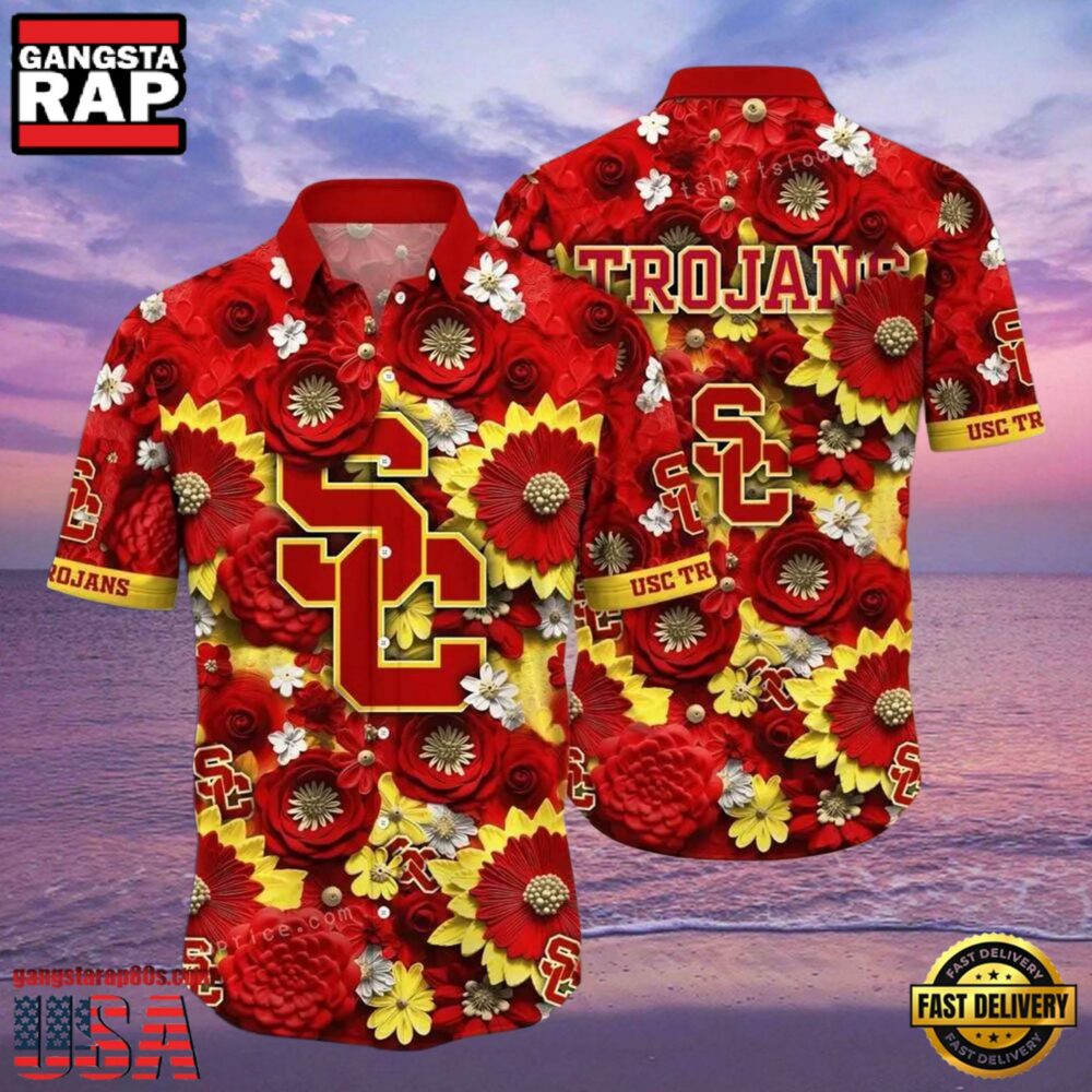 NCAA Usc Trojans Flower Hawaiian Shirt Outfit 3D Shirt, Usc Trojans Football Gift Ideas NCAA Usc Trojans Flower Hawaiian Shirt Outfit 3D Shirt, Usc Trojans Football Gift Ideas