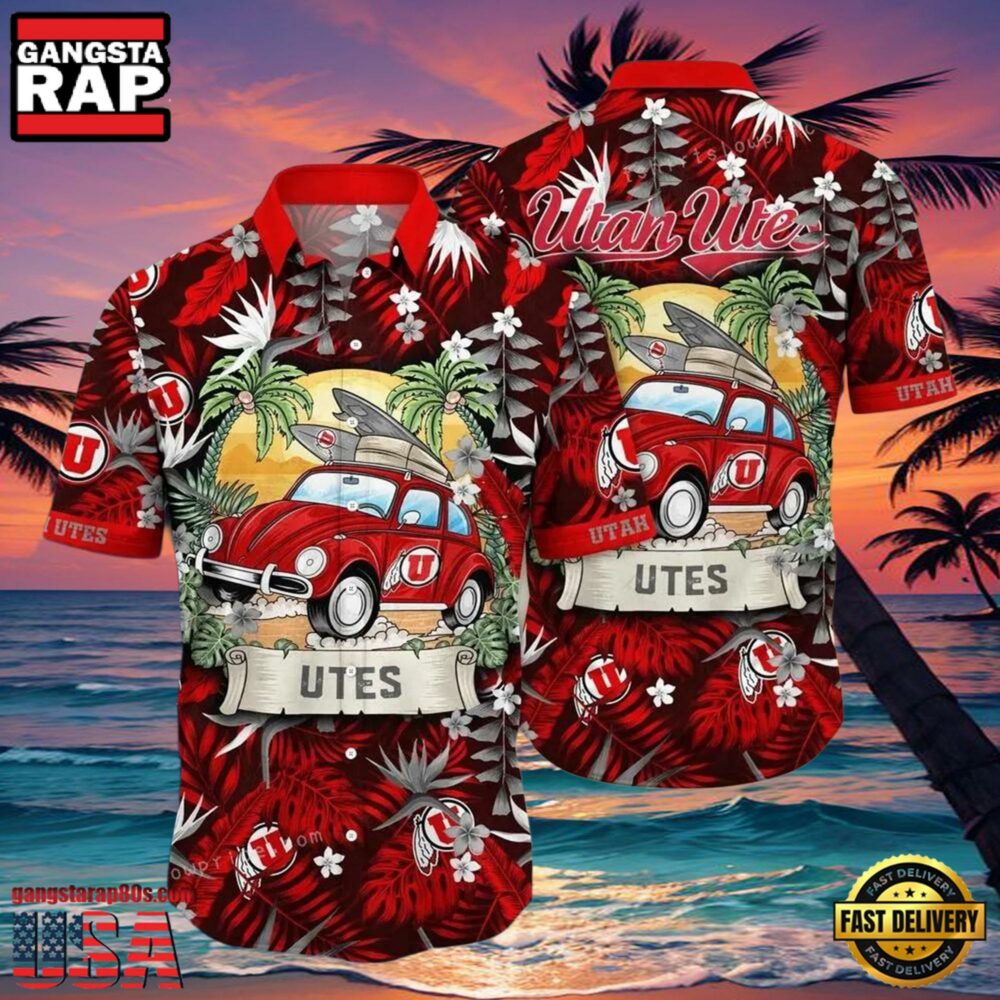 NCAA Utah Utes Flower Hawaiian Shirt 3D Shirt, Utah Utes Football Christmas Gifts NCAA Utah Utes Flower Hawaiian Shirt 3D Shirt, Utah Utes Football Christmas Gifts