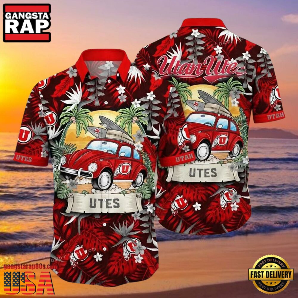 NCAA Utah Utes Flower Hawaiian Shirt 3D Shirt, Utah Utes Football Christmas Gifts NCAA Utah Utes Flower Hawaiian Shirt 3D Shirt, Utah Utes Football Christmas Gifts