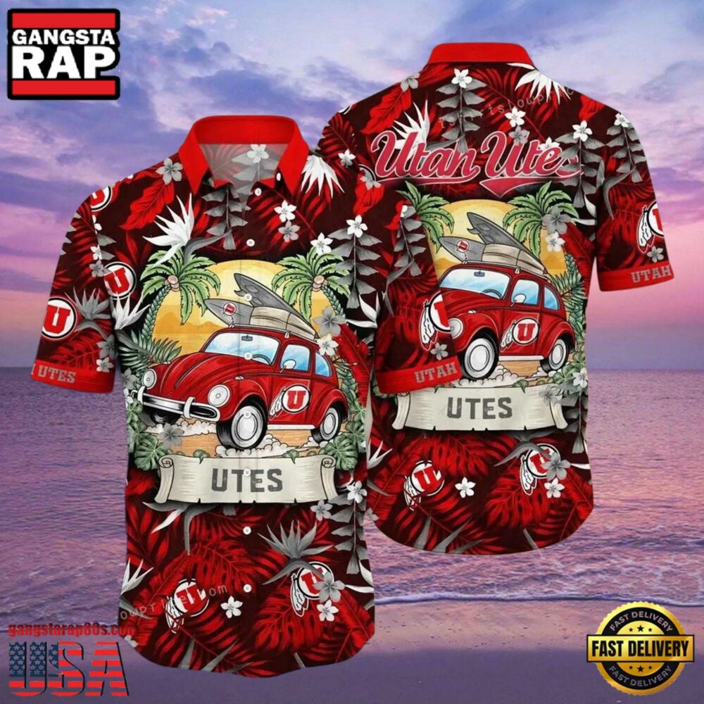 NCAA Utah Utes Flower Hawaiian Shirt 3D Shirt, Utah Utes Football Christmas Gifts NCAA Utah Utes Flower Hawaiian Shirt 3D Shirt, Utah Utes Football Christmas Gifts