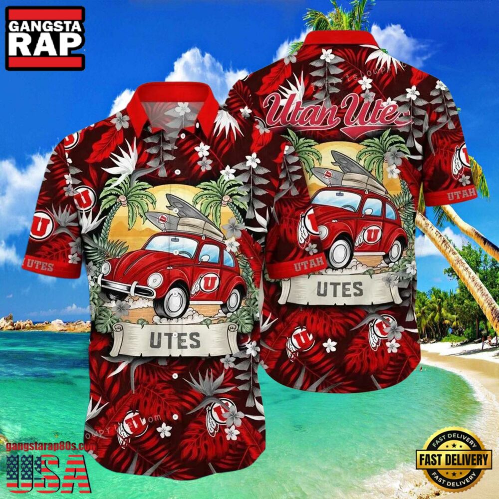 NCAA Utah Utes Flower Hawaiian Shirt 3D Shirt, Utah Utes Football Christmas Gifts NCAA Utah Utes Flower Hawaiian Shirt 3D Shirt, Utah Utes Football Christmas Gifts