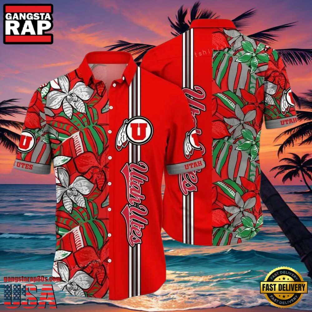 NCAA Utah Utes Flower Hawaiian Shirt 3D Shirt, Utah Utes Football Gifts NCAA Utah Utes Flower Hawaiian Shirt 3D Shirt, Utah Utes Football Gifts