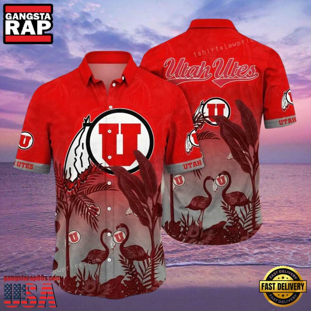 NCAA Utah Utes Flower Hawaiian Shirt 3D Shirt, Utah Utes Holiday Gifts NCAA Utah Utes Flower Hawaiian Shirt 3D Shirt, Utah Utes Holiday Gifts
