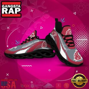 NCAA Washington State Cougars Football Clunky Unique Design Max Soul Shoes Running Sneakers