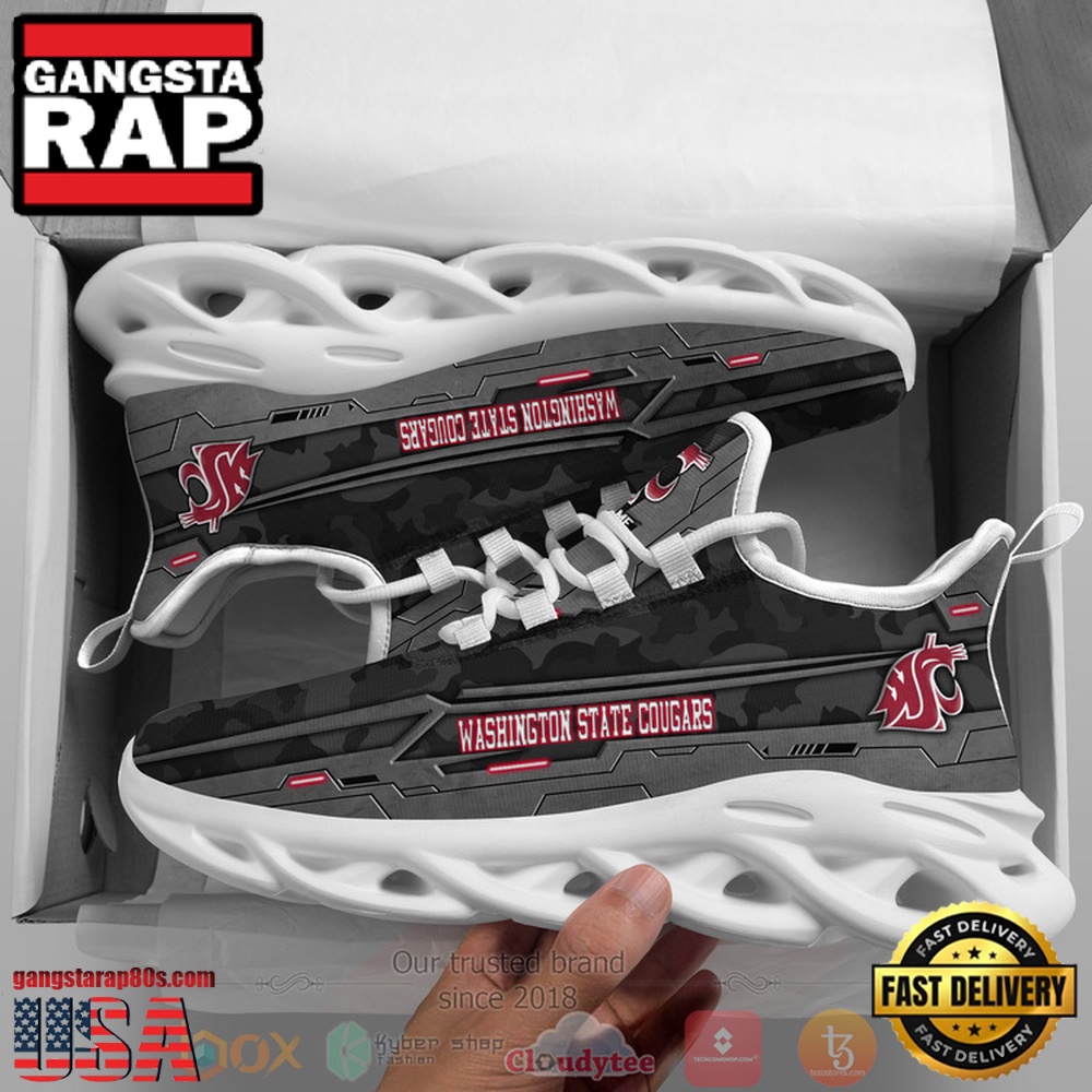 NCAA Washington State Cougars Football Team Custom Name Clunky Unique Design Max Soul Shoes Running Sneakers NCAA Washington State Cougars Football Team Custom Name Clunky Unique Design Max Soul Shoes Running Sneakers