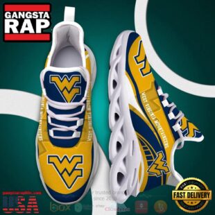NCAA West Virginia Mountaineers Football Clunky Unique Design Max Soul Shoes Running Sneakers