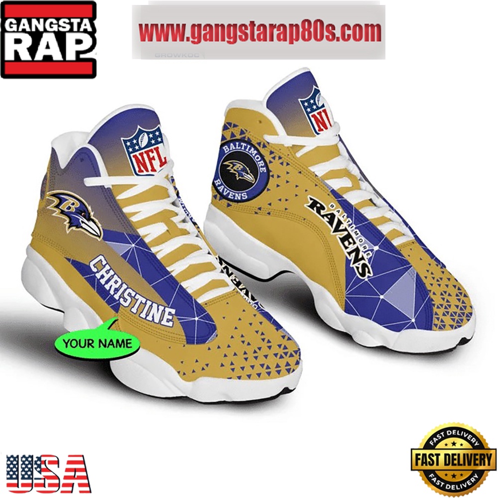 NFL Baltimore Ravens Personalized Air Jordan 13 Sport Shoes NFL Baltimore Ravens Personalized Air Jordan 13 Sport Shoes